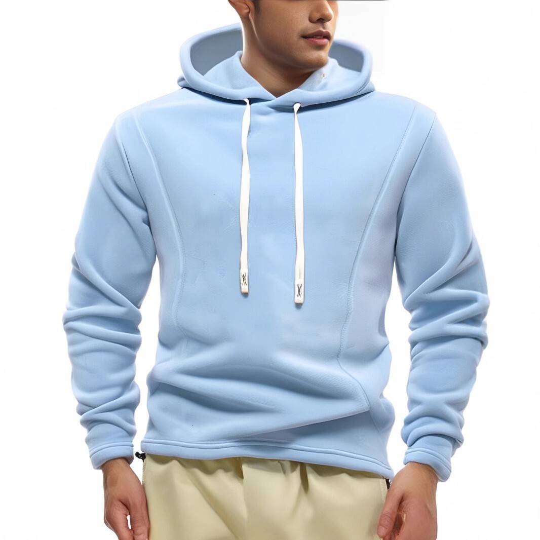 New designer winter style long sleeved hooded fashion versatile men's wool warm sportswear trend hoodie