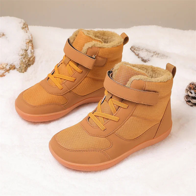 Childrens winter snow boots for boys and girls wide toe barefoot snow boots childrens high-top cotton shoes sneakers 241106
