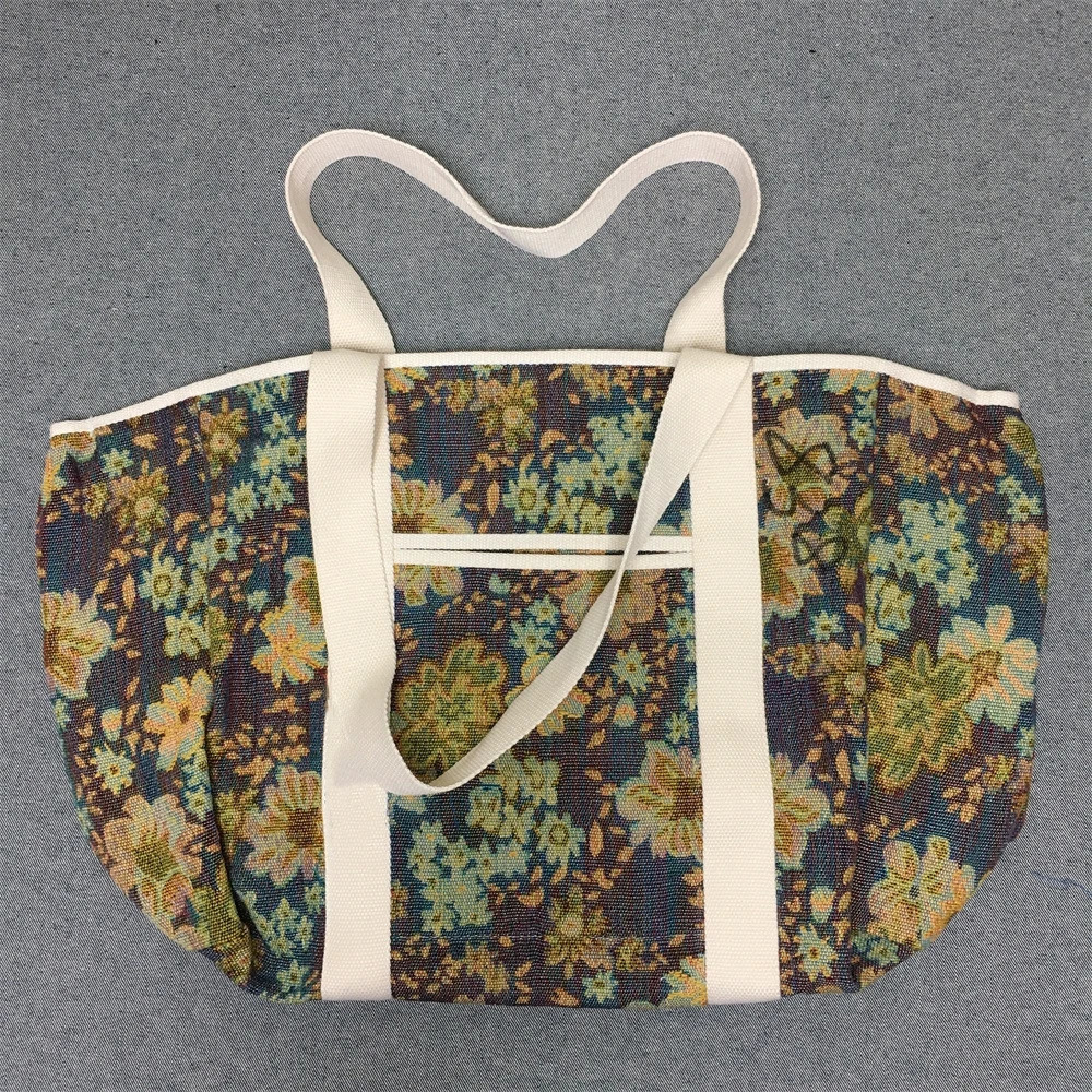 Fashion Canvas Bag Large Capacity Handbag Textured Printed Shoulder Tote Outdoor Travel Mother 241029