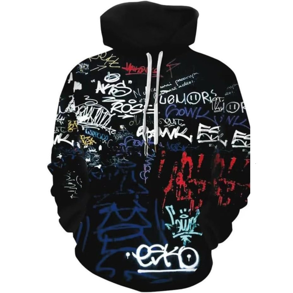 Hoodie for Mens Womens Mens 3d Printed Novelty Hoodie Hip Hop Hoodies Street Graffiti Sweatshirt Casual Pockets Pullover Graphic Fashionable and cool