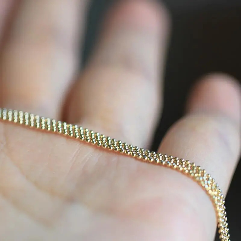 Golden Bean Necklace Japanese Exquisite Shining Very Exquisite Au585 Girls Chain KJ479 241106