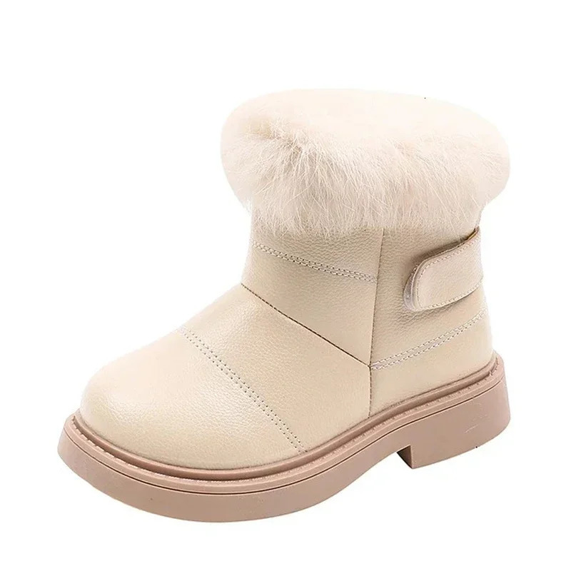 Solid Color Britain Style Girls Casual Boots Plush Winter Soft Baby Boys Short Boots Kids Shoes Children Drop 241106