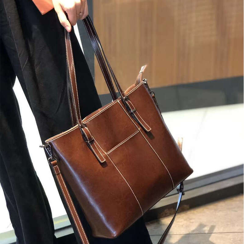 Genuine leather 2024 new fashionable tote capacity commuting bag, single shoulder crossbody women large bag for women purse