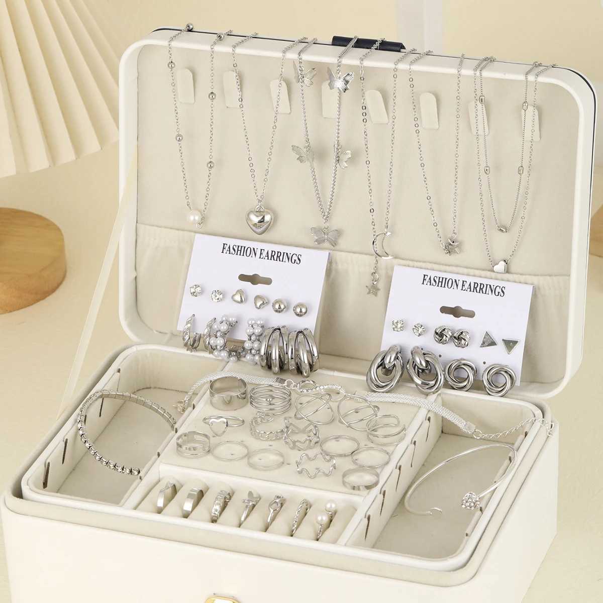 53 Bohemian vintage jewelry sets designed for elegant silver zircon pearls Geerling earrings necklaces bracelets and everyday wear X241106