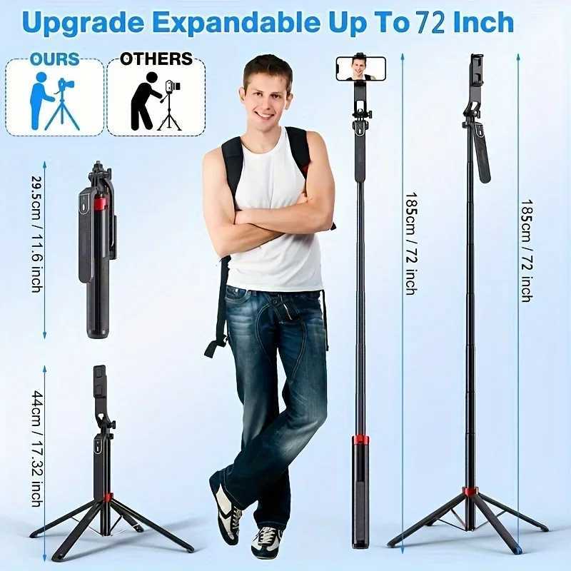 1.85-meter tra tripod with handheld selfie stick stable suitable for photographers livestreamers vloggers and installation of extendable cameras Y2411