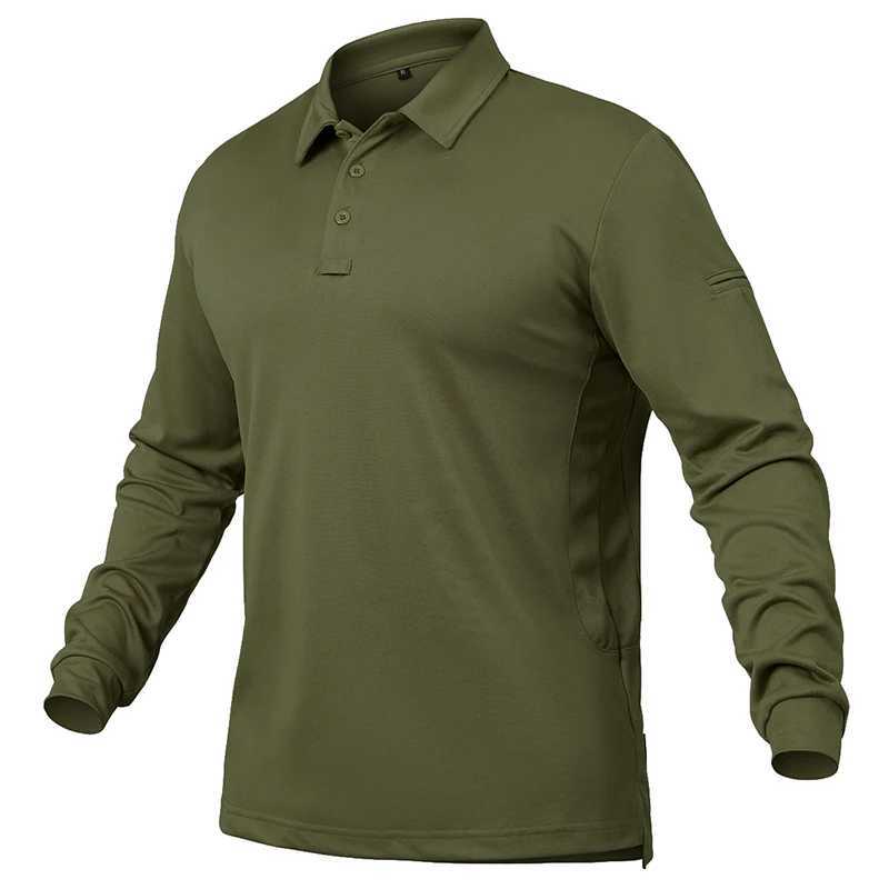 Mens lightweight long Sve shirt performance tactical casual outdoor hiking collar Pique shirt W241106