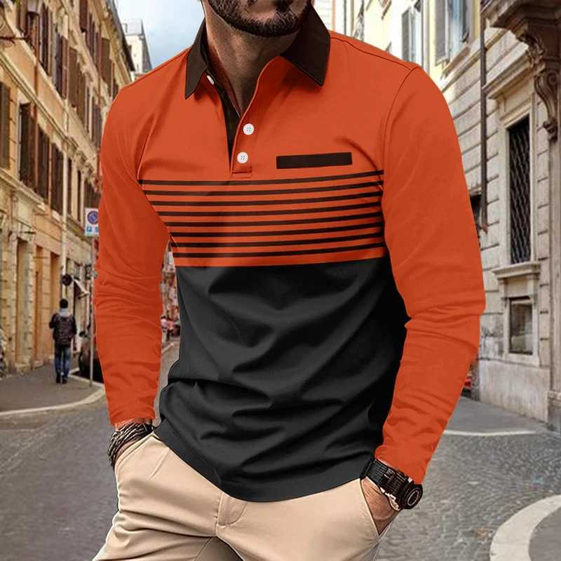 Spring and summer new mens fashion long Sve sports collar shirt mens business casual shirt top W241106