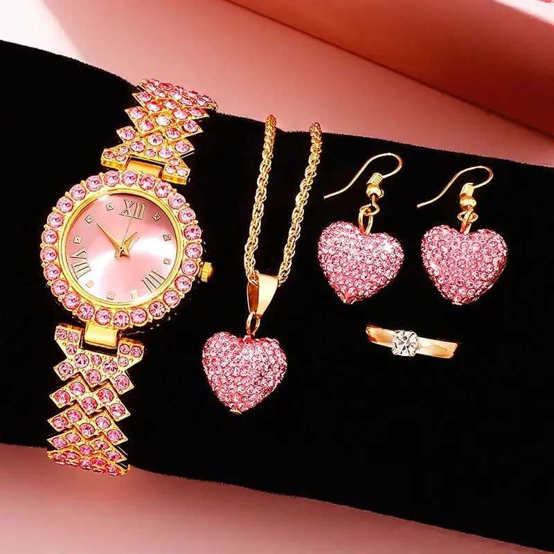 Luxury watches necklaces earrings rhinestones fashionable watches casual womens watches jewelry sets Relogio Feminino X241106