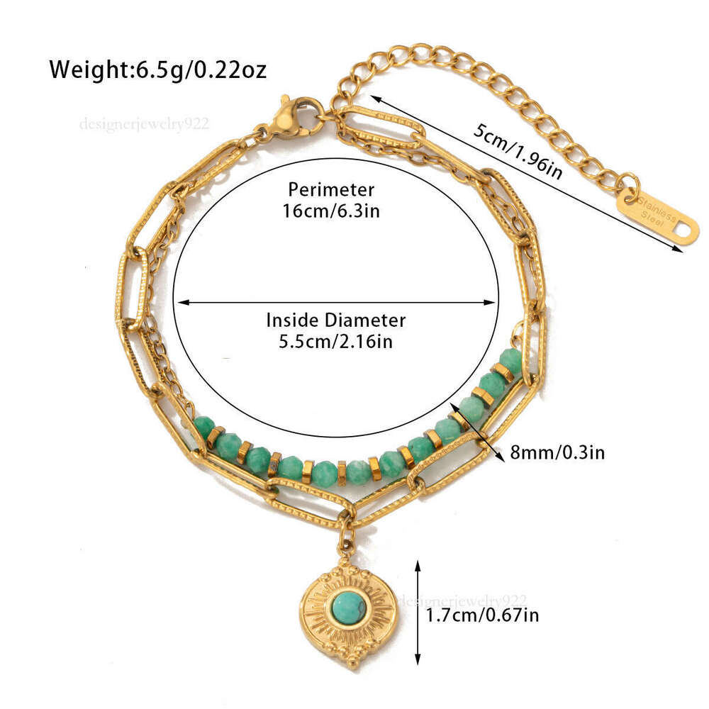 Double-layer design natural titanium steel jewelry women's bracelet bohemian stone style geometric