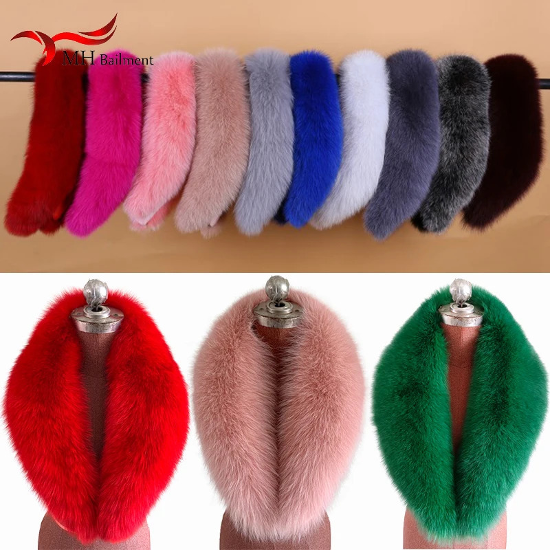 100% genuine fox fur collar womens fashionable autumn warm shawl plus size collar warm fur scarf jacket universal 241106