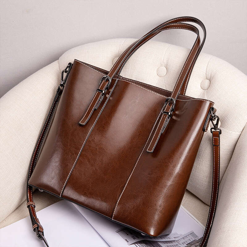 Genuine leather 2024 new fashionable tote capacity commuting bag, single shoulder crossbody women large bag for women purse