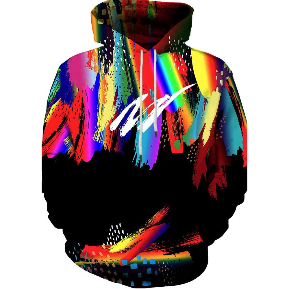 Hoodie for Mens Womens Neutral color pattern hooded sweatshirt with 3D printing and cool design, with pockets, suitable for both men and women.