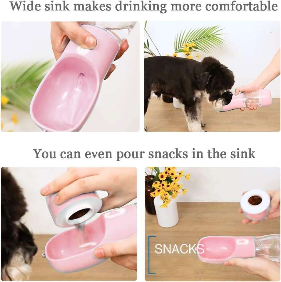 MAOCG Bottle Walking, Multifunctional Portable Dog Travel Water Dispenser with Food Container,Detachable Design Combo Cup Drinking Eating,Suitable for