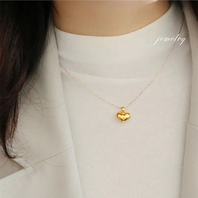 Real 18K gold heart pendant necklace simple love necklace AU750 womens exquisite jewelry birthday engagement gift DC1036 241106