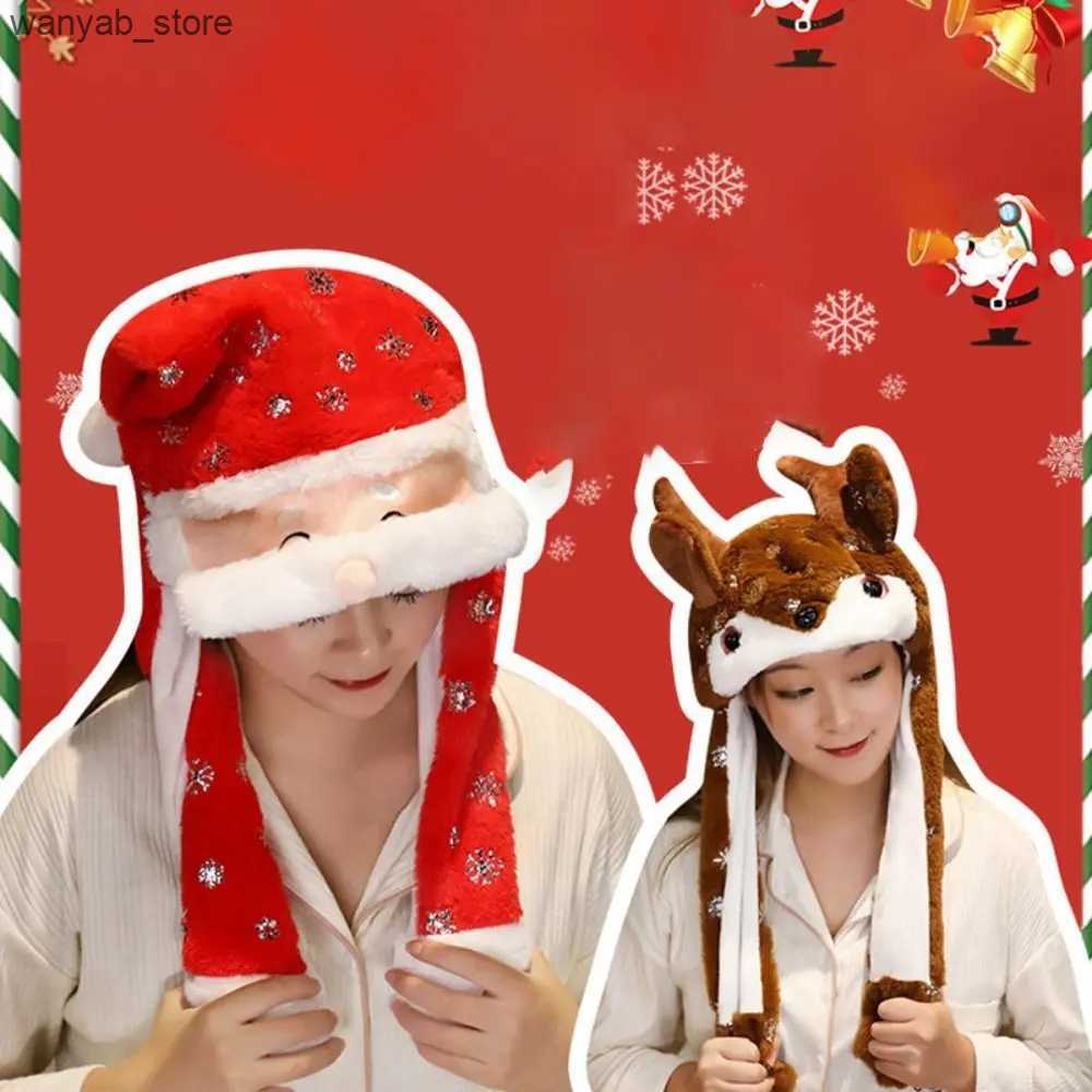Wide Brim Hats Bucket Hats with Ears Will Santa Claus Hat Cute Soft with Air Bags Snowman Hat Elk Hat Gift L240910