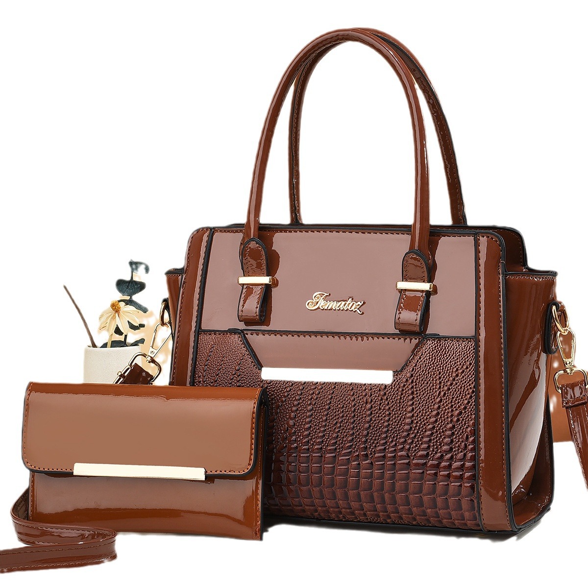 2psc Set Women Handbags Large Capacity Women Bag Ladies Leather Tote Shoulder Crossbody Bags Sac A Main Femme Luxe