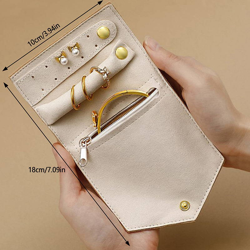 Portable Jewelry Organizer Bag For Women Travel Multi-functional Earrings Ring Necklace Storage Bag PU Creative Jewelry Roll