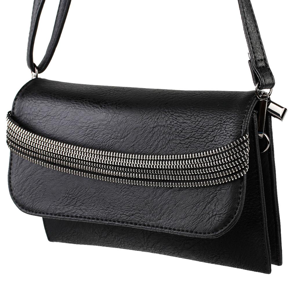 FB90011 Show Story Women's Girls Punk Black/Red Zip Fashion Outdoor Crossbody Bag Handbag