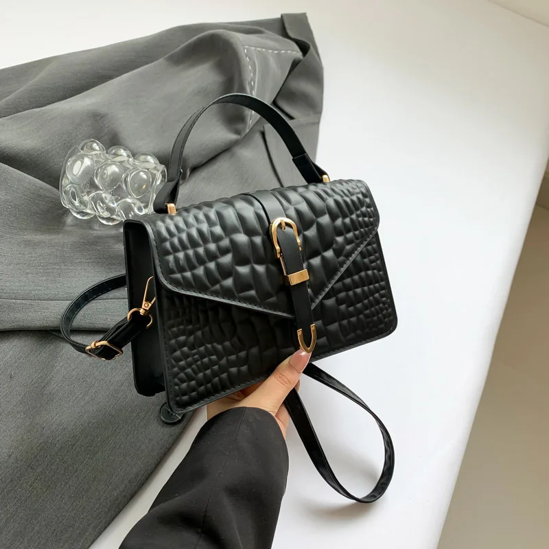 Fashion Female Shoulder Bag Alligator Pattern Small Square Bags for Women Pure Candy Color Crossbody Bags PU Leather Handbags