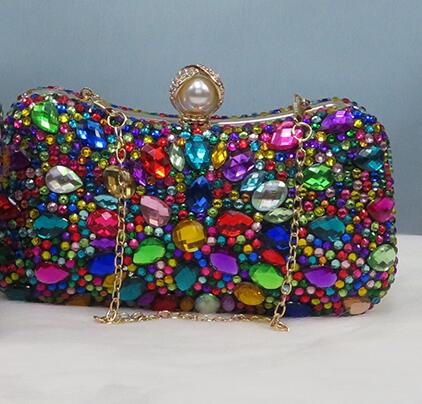 LuxEcho Multicolored crystal handbags Womens wedding purse Fashion party evening bags Day clutches ladies fashion bags