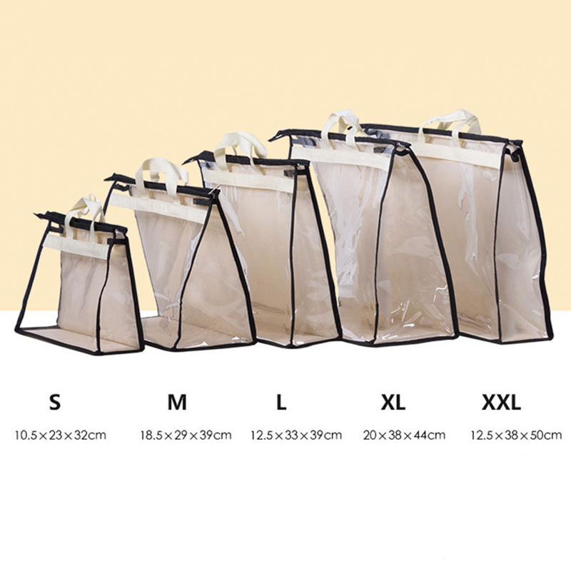 Women Clear Handbags PVC Bag Closet Space-Saving Storage Case Organizer Bags Protector Holder with Zipper and Handle