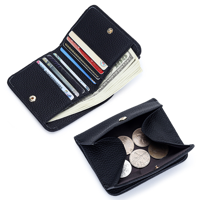 Ultra-thin Ins Style Cow Leather Credit Card Holder Fashion Women Short Wallet Large Capacity Coin Purse Korean Japan Money Clip