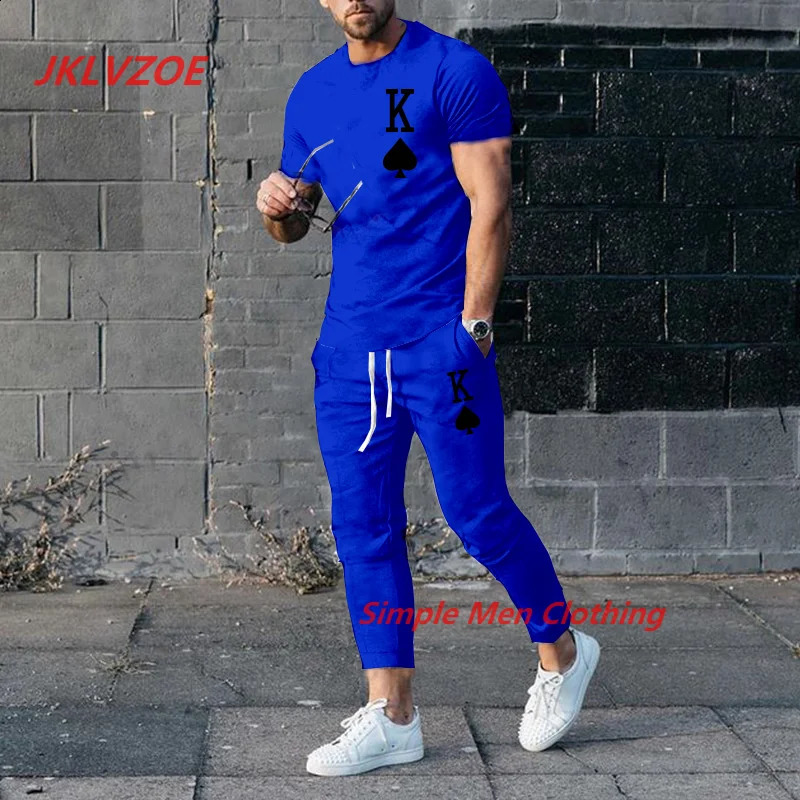 Summer Mens Trousers Tracksuit 3D Printed Jogger Sportswear Short Sleeve T ShirtLong Pants Casual Street Clothes2 Piece Set 240407