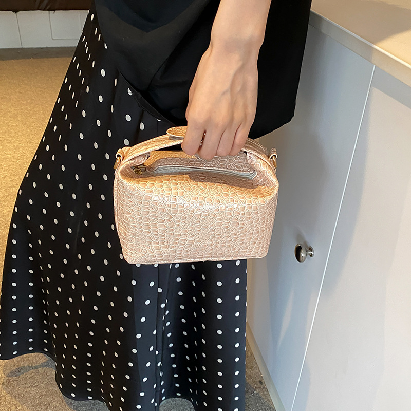 Fashion Female Shoulder Bag Alligator Pattern Small Square Bags for Women Pure Color Vintage Crossbody Bags PU Leather Handbags