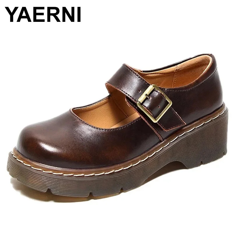 Yani Mary Jane Shoes Thick soled Denim Heel Shoes Womens Retro Lolita Shoes Japanese JK Uniform Original Girls University Style 241106