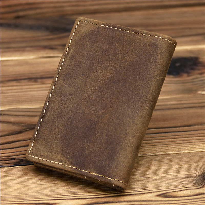 Vintage Crazy Horse Real Leather Credit Card Holder Wallet Mens Cowhide Slim ID VIP Photo Cards Bags Small Change Coins Pouches