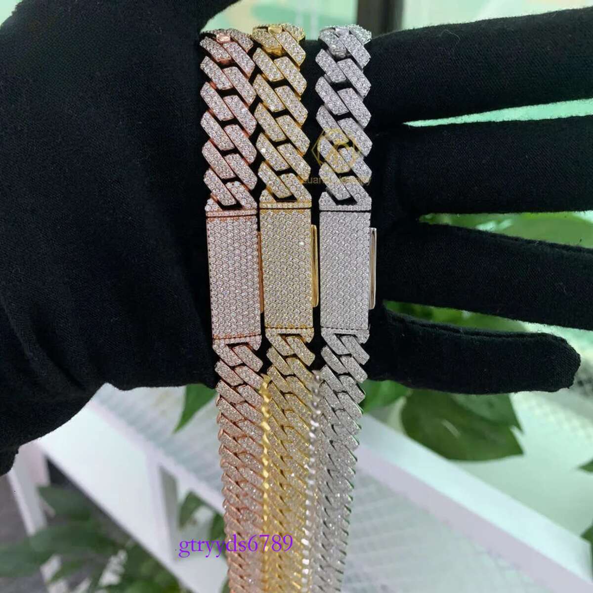 Hip Hop Style Iced Out Jewelry 6mm 8mm 10mm 12mm 14mm 20mm Width Sterg Sier VVS Moissanite Cuban k Chain Bracelet