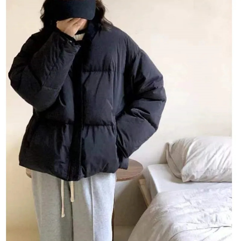 Womens jacket white down fashionable stand collar solid windproof duck down womens down jacket winter brown short 241107