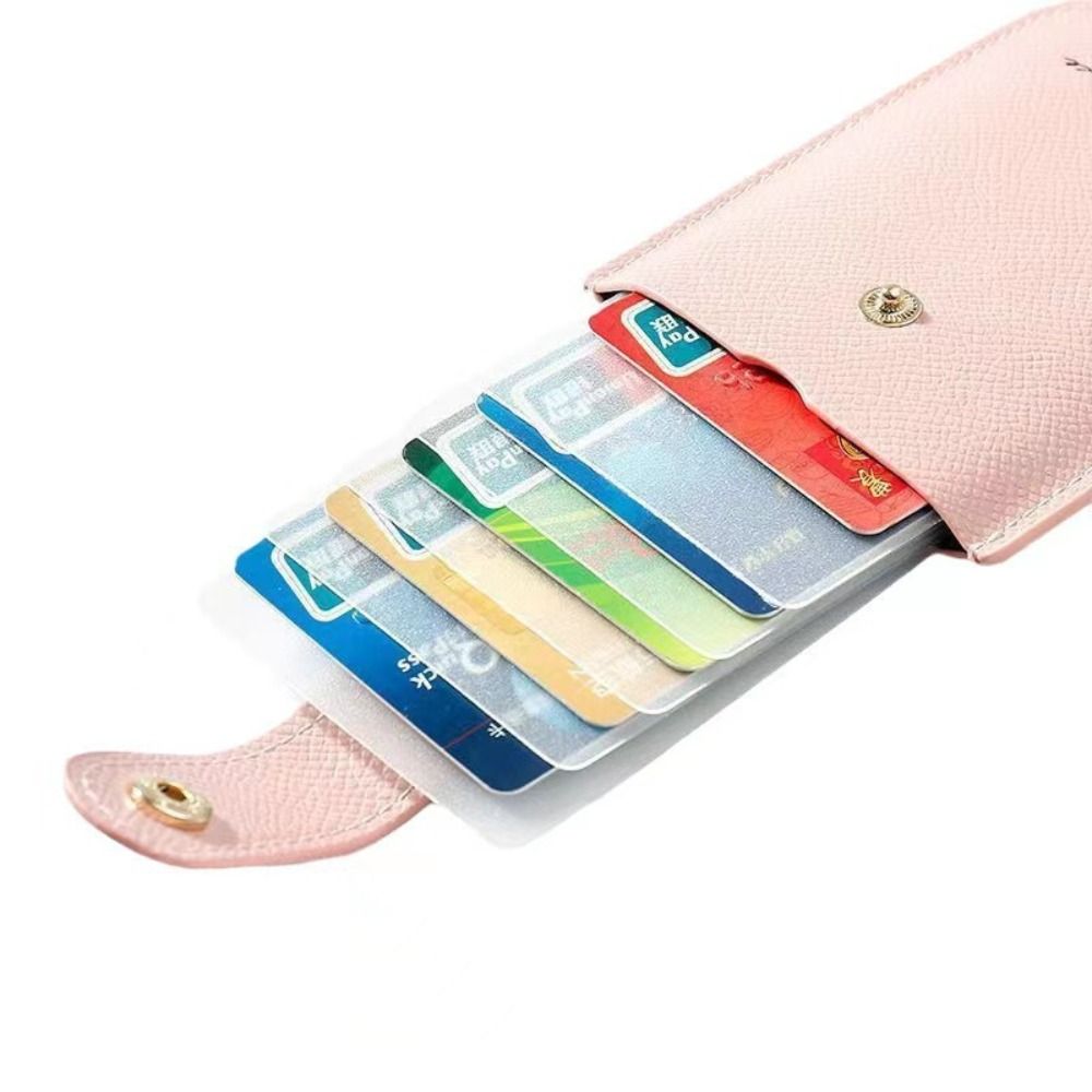 Laminated Concealed Pull-out Business Card Case 5 Card Pockets PU Leather Slim ID Card Holder Men Women Mini Wallets