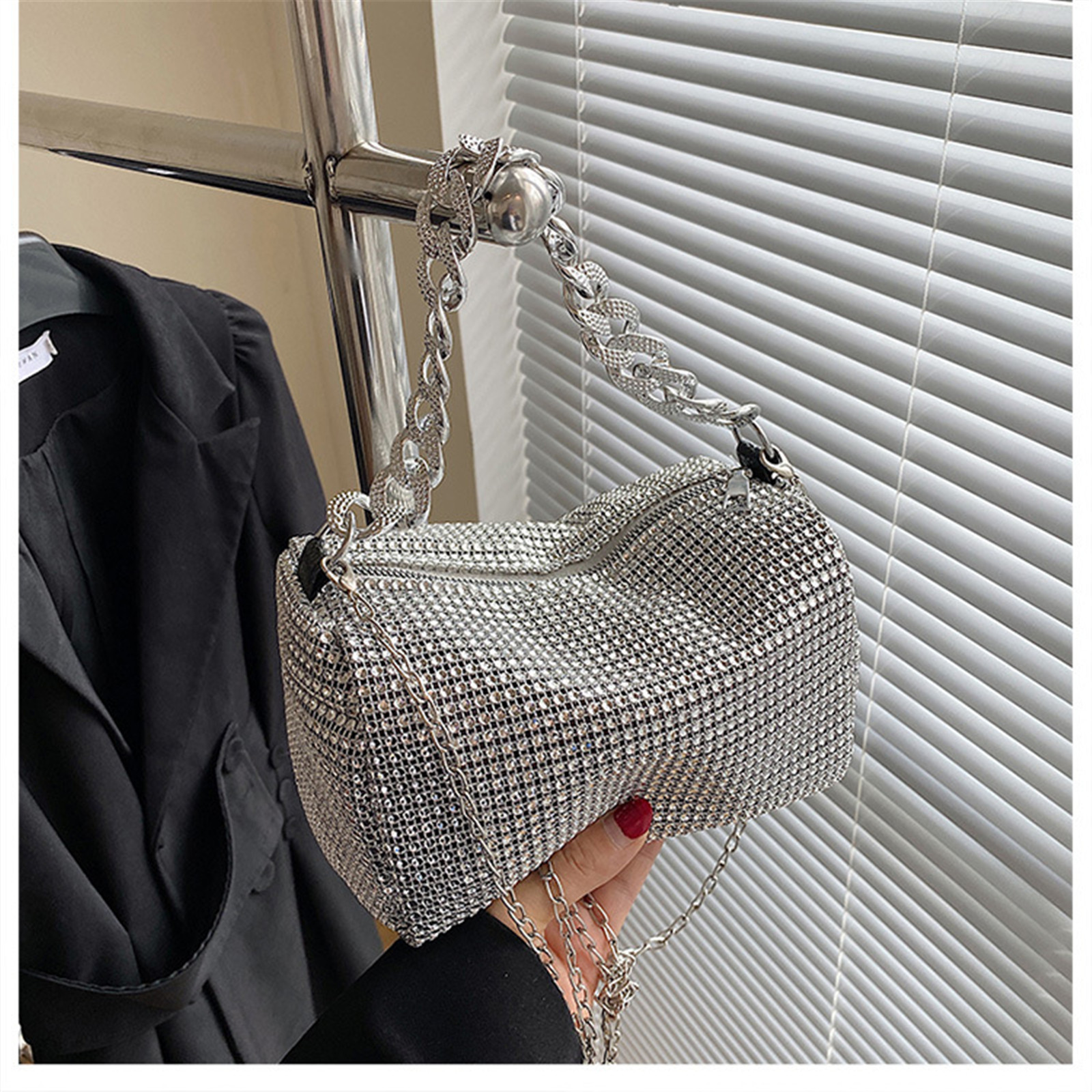 Fashion Glitter Evening Elegant Women Trend Shiny Handbag Dinner Party Wedding Purse Shoulder Underarm Bag