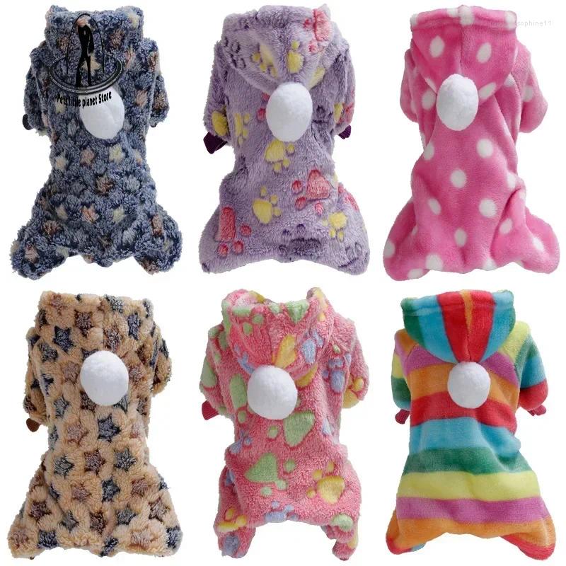 Dog Apparel Pet Clothes Flannel Costume Cold Weather Coats Cat Soft Jumpsuit Four Legged Pajamas