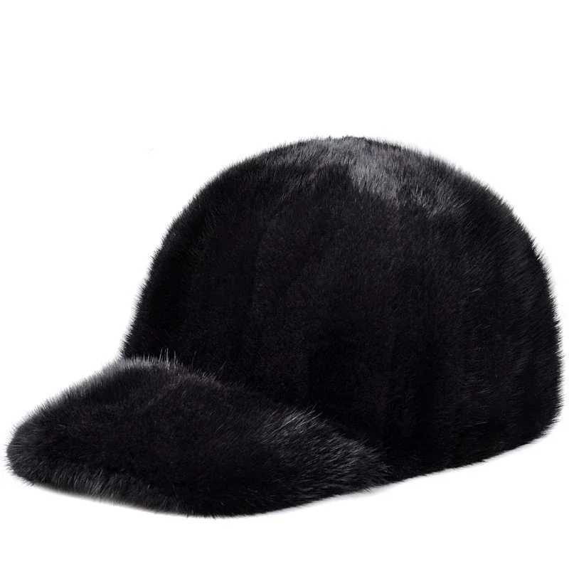 Snapbacks High Quality Real Mink Fur Hats Marten Skin Fur Hats Mink Hat Mens Baseball Cap Hat Peaked Cap Warm Winter Hat S241167