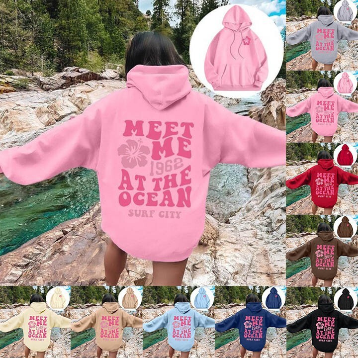 New women's hooded sweatshirt with letter print off shoulder sleeves XS-5XL designer plus size trendy T-shirt