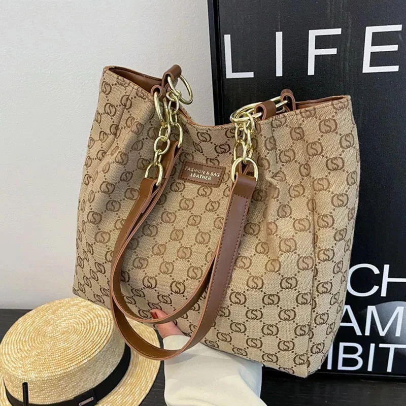 Canvas Shopper Bags For Women Luxury Shoulder Tote Bag 2022 NEW Design Woman Simple Shopping Shoulder Bag Ladies Handbags Big