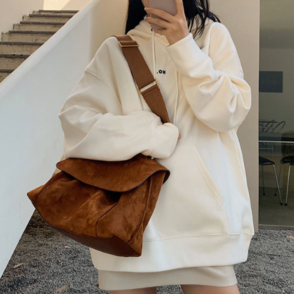 Women Versatile Sling Bag Large Capacity Daily Shoulder Purse Solid Color Casual Crossbody Bag Ladies Commute Bag