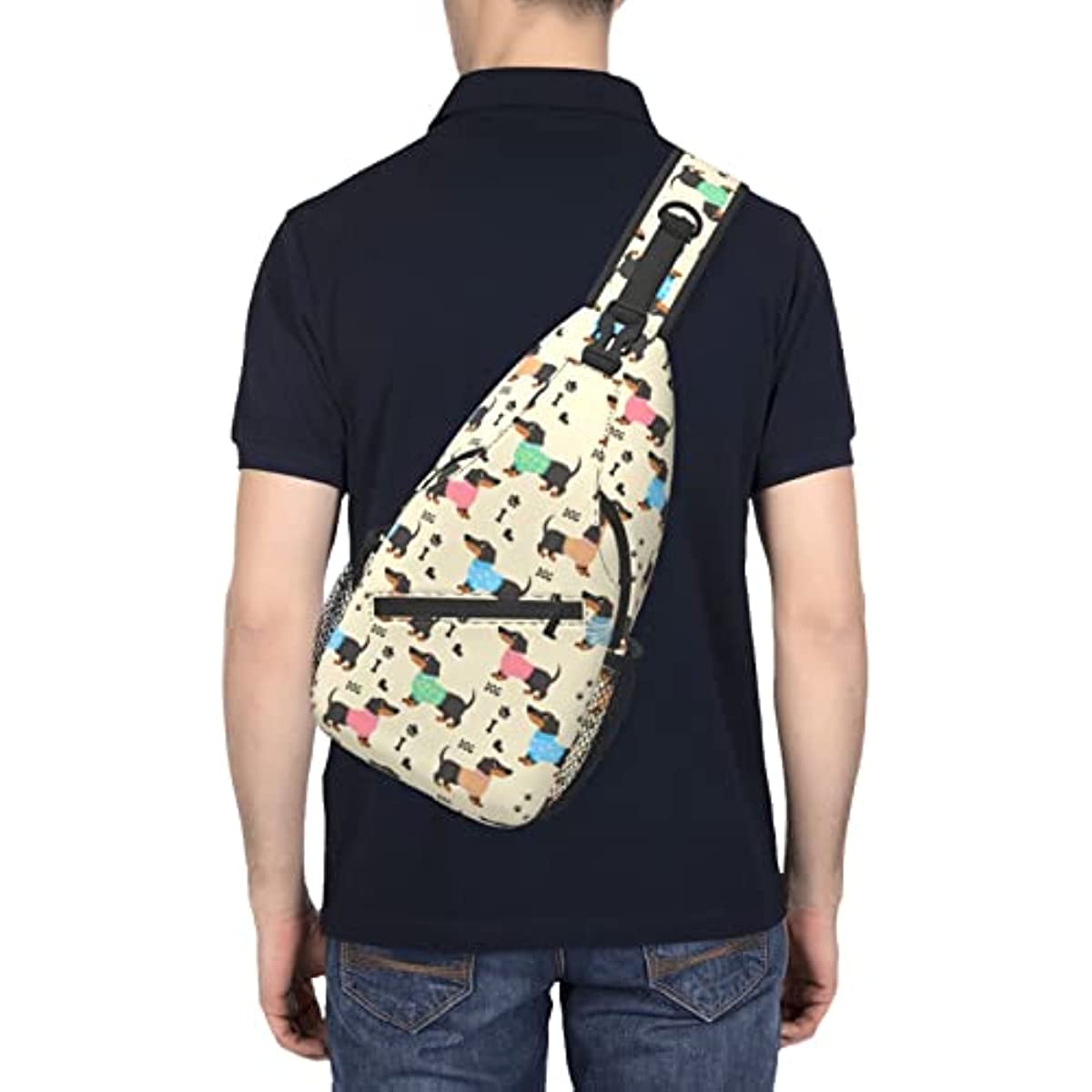 Dachshund Sling Bag Crossbody Backpack Hiking Travel Daypack Chest Bag Lightweight Shoulder Bag For Women Men