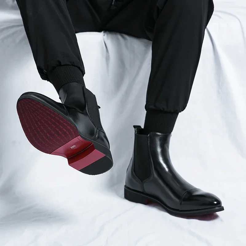 New Red Bottom Square Dress Shoes Business Designer Mens Ankle Boots 38-47
