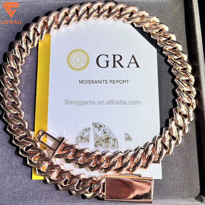 Fashion Design Solid Sier Gra Moissanite 18mm 20mm Wide Iced Out Pendant Necklace Cuban k Chain for Rapper