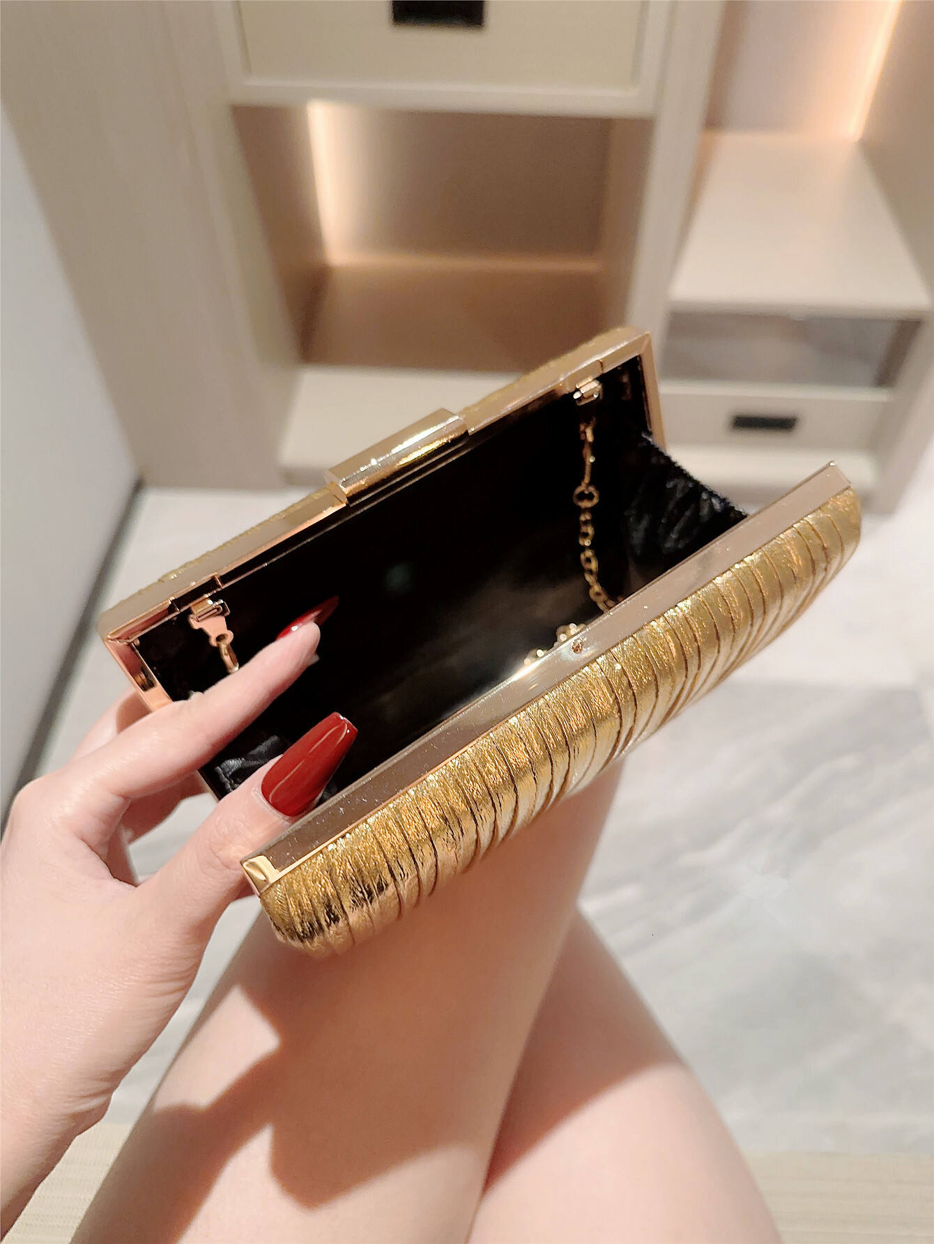 New High-end Banquet Tote Bag With Metal Brushed Texture For Women's Banquet Dress Wallet