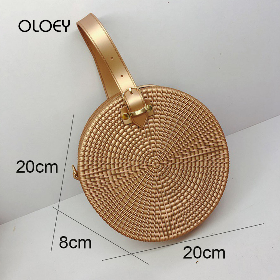 Vintage Fashion Frosted Round Women Shoulder Bags Ladies Zipper Circular Jelly Handbag Handmade Custom Weave Handbag Bolso Mujer