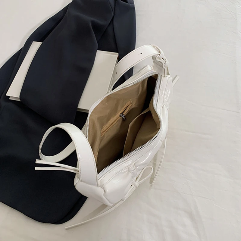Korean Fashion Designer Shoulder Bag Lace Up Bow Bags for Women 2024 New Bolsas Mujer Drawstring Bolsos Underarm Sac De Femme
