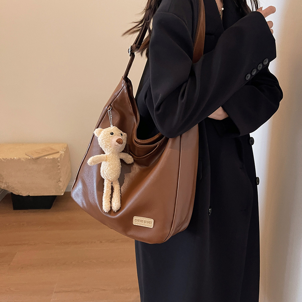 Women Leather Shoulder Bag Adjustable Strap Retro Tote Handbag Trendy Crossbody Sling Bag PU Bucket Tote Bag Daily Dating Bag