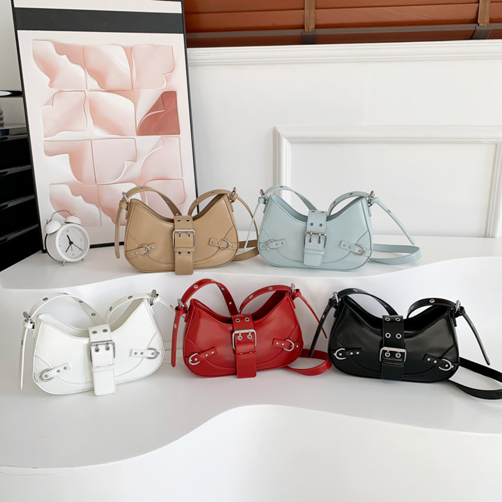 Women Gothic Style Crossbody Bag Adjustable Strap and Buckle Y2K Shoulder Bag Punk Satchel Bag Large Capacity for Party Vacation