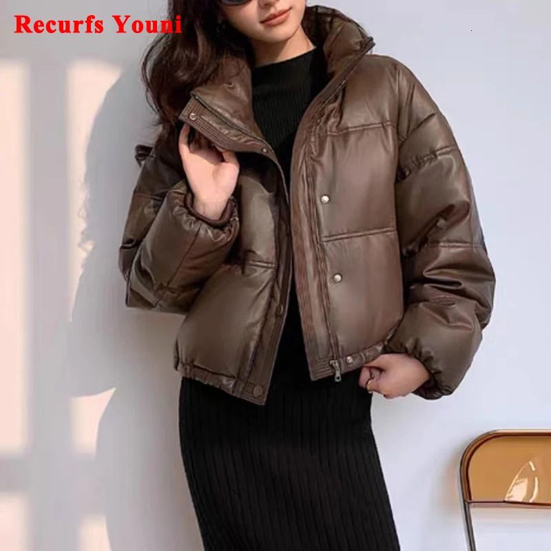 Womens leather down jacket for winter high-end genuine leather sheepskin down jacket outdoor thickened warm short inflatable jacket streetwear 241107