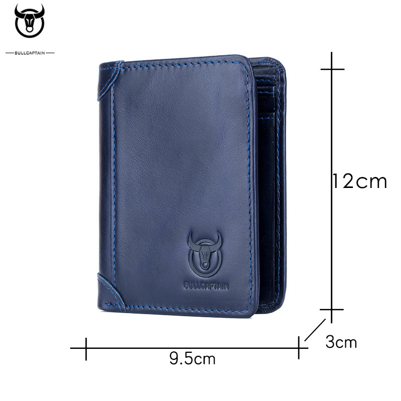 Bullcaptain Genuine Leather Men Short Wallet Fold Business Money Bags Male Driver License Purse Credit Card Holder Clutch JYB013