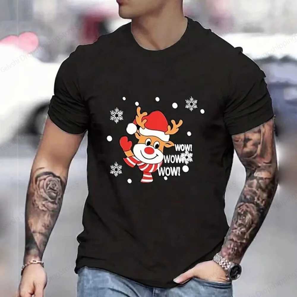 Interesting Christmas T-shirt Mens Fashion T-shirt Cotton T-shirt Beer Top T-shirt Holiday Party T-shirt Boys Elk T-shirt X241107